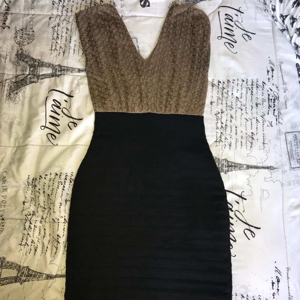 EXPRESS black and gold bodycon dress size M